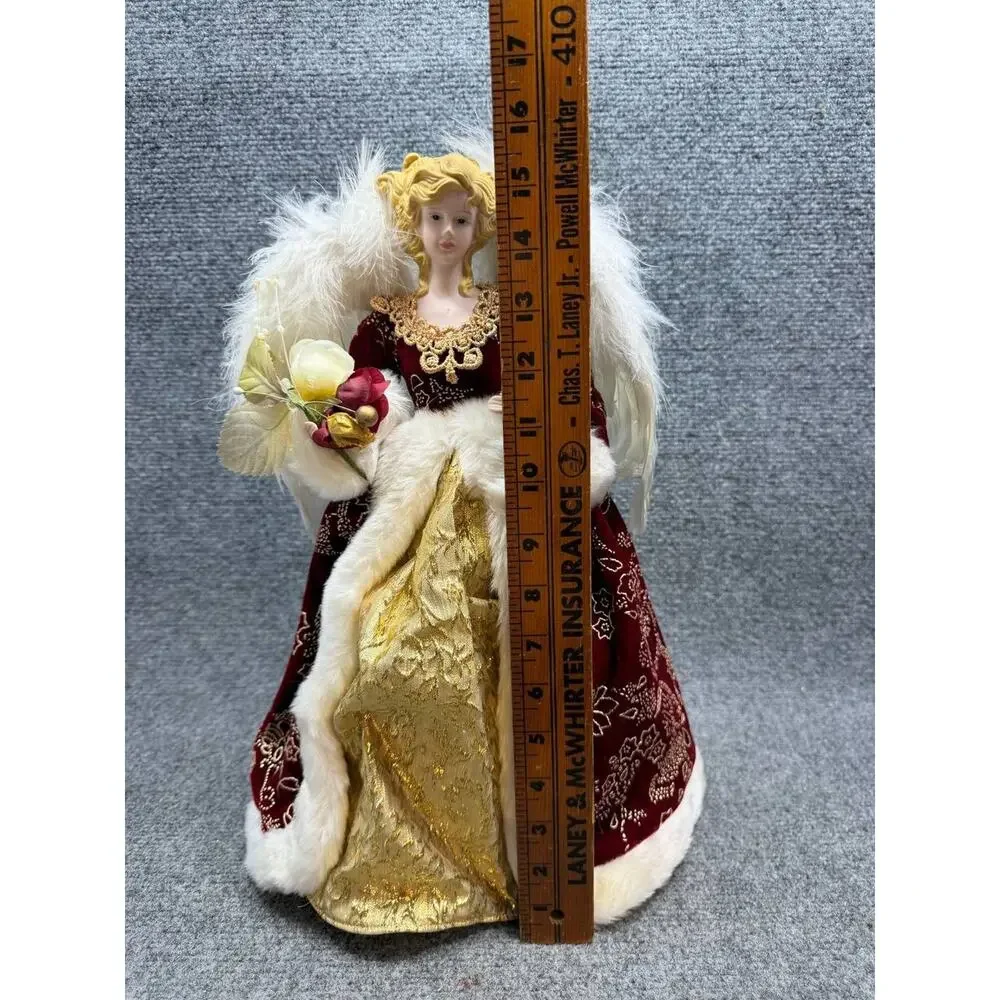 Kmart Christmas Angel Doll Burgundy Gold Dress Holiday Decor